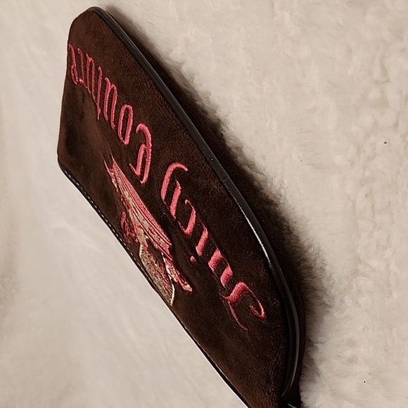 Juicy Couture Y2K Pink  Chocolate Brown Velvet Embroidered Wristlet Clutch - Picture 12 of 16